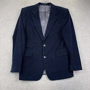 DKNY Mens Navy Blue Corduroy Blazer Made in Italy Two Button Sport Coat Large